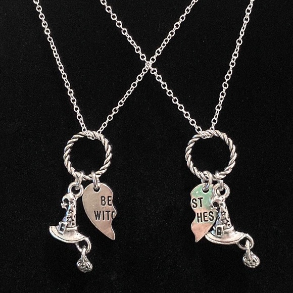 Best Witches Necklaces Set Of 2 Halloween Witch Friends Gift - Picture 2 of 8